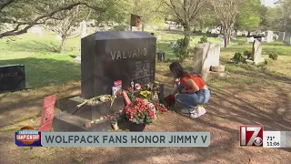 NC State fans pay tribute at Jim Valvano’s gravesite as Wolfpack returns to Final Four