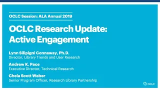 OCLC Research Update at ALA Annual 2019 Washington DC