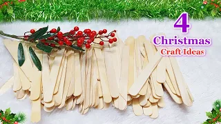 4 Economical Christmas Decoration ideas with Popsicle stick |DIY low Budget Christmas craft idea🎄126