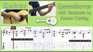 Greensleeves [with variations by Francis Cutting] (Guitar) [Notation + TAB]