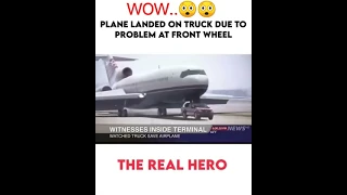 PLANE SAVED BY PICKUP TRUCK / LANDED ON A PICKUP TRUCK DUE TO FRONT LANDING GEAR FAILURE