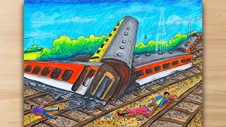 Coromandal Express accident drawing/ Trail scenery drawing/ Balasore Train Accident drawing