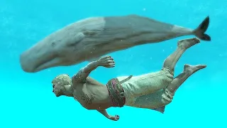 Assassin's Creed 4 Black Flag Giant Squid vs White Whale & Underwater Exploration , Treasure Chests