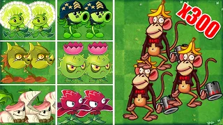 PVZ 2 Challenge - 15 Plants Max Vs 300 Zombies Monkey - Who Will Win?