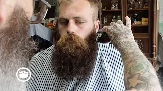 Massive, Thick Beard gets Trimmed at the Barbershop