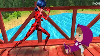 Маша в ЛЕСУ с ПАУКАМИ против Леди Баг   LadyBug! БЕГОВОЙ ЧЕЛЛЕНДЖ №45