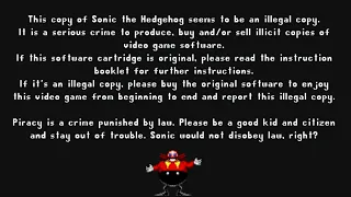 Sonic The Hedgehog (1991) Anti Piracy Screen