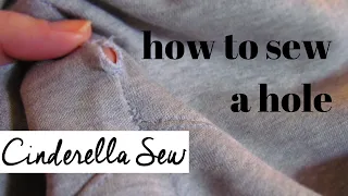 How to sew a hole - How to stitch a hole in clothes - Hand sew up a hole in pants, shirt, leggings