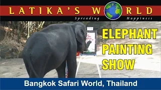ELEPHANT PAINTING SHOW, BANGKOK SAFARI WORLD, THAILAND, LATIKAS WORLD