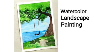 Watercolor Landscape Painting for Beginners| Step by Step