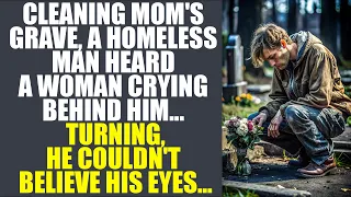 Cleaning Mom's Grave, A Hobo Heard A Woman Crying Behind Him. Turning, He Couldn't Believe His Eyes.
