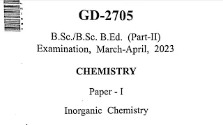 BSC 2ND YEAR || DURG UNIVERSITY PRIVIOUS YEAR QUESTION PAPER DOWNLOAD || INORGANIC CHEMISTRY 2023