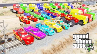 GTA 5 Spiderman Cars 3 DisneyCars Lightning McQueen, Cruze Ramirez, Mack Can Stop the train Ep.21