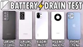 Samsung S21 Ultra vs Note 20 Ultra / Mi 11 / Mate 40 Pro / iPhone 12 Pro Max Battery Life DRAIN Test