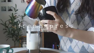 HOME CAFE VLOG🥛 How to practice latte art without espresso machine, French Press