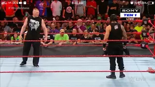 Roman reigns attack Brock Lesnar Monday night raw 2april