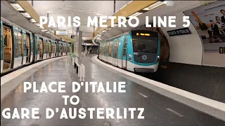 A Metro Journey from Place d’Italie to Gare d’Austerlitz” | Métro De Paris Ligne 5 | Île de France