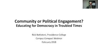 WEBINAR: Community or Political Engagement? Educating for Democracy in Troubled Times