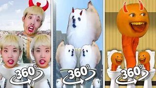 Real Life vs Skibidi Dog Toilet 11 vs Annoying Orange Toilet | 360º VR