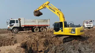 รถแบ็คโฮ PC200-8M0 ลุยงานตักโคลนใส่สิบล้อ #excavator #komatsu