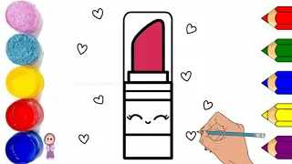 How to draw cute lipstick with cover | easy lipstick drawing for kids @Gul-e-ZahraArt