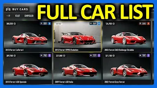 Forza Motorsport : FULL CAR LIST + DLC CARS!!!