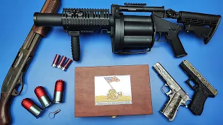 Airsoft Gun IWO JIMA ! Box of Airsoft Guns / Grenade Launcher,Pump Shotgun - Military Weapons