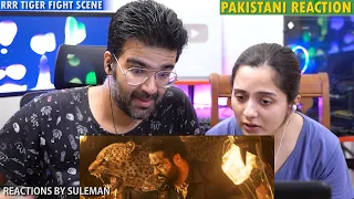 Pakistani Couple Reacts To RRR Tiger Fight | Jr.NTR Entry | Ram Charan | SS Rajamouli