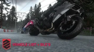 DRIVECLUB - Vehicle List includes DLC'S & Bikes