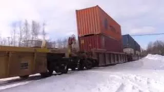 Winter 2015 Railfanning - Late CN Stack Train 120 at Berry Mills, NB (Feb 13, 2015)