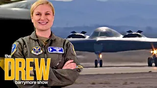 Drew Meets the First Female Bomber Pilot to Lead the Super Bowl Flyover