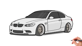 How to draw a BMW M3 E92 / drawing bmw 3 series coupe 2007 car