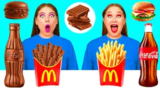 Marmelada vs Chocolate vs Batatas Fritas de Verdade Desafio | Batalha de Comidas BooGaGa