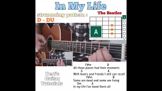 In My Life - The Beatles guitar chords w/ lyrics & strumming tutorial