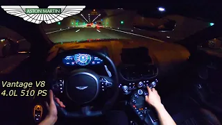 2019 ASTON MARTIN V8 VANTAGE 510 PS TOPSPEED NIGHT POV DRIVE ASCHAFFENBURG (60 FPS)