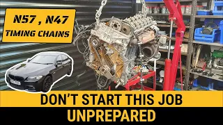 BMW timing chain/timing guides/timing sprocket replacement N57 N47 How to prepare for a timing job