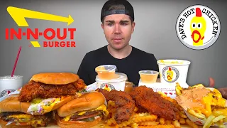 In-N-Out & Daves Hot Chicken Mukbang! Animal Style Burgers, Nashville Hot Chicken + Cheese Sauce