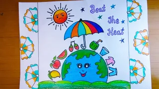 Heat Wave Drawing | Beat the Heat Poster | Prevention of Heat Wave Drawing | Beat the Heat Drawing