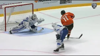 Ortio saves it with his goalie stick