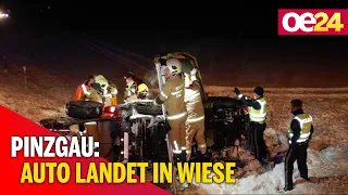 Schnee: Auto landete im Pinzgau in Wiese