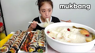 시원~한 동치미국수에 김밥 먹방!Korean Food Radish water Kimchi,Noodle,Rice roll Mukbang eating show