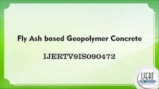 Fly Ash based Geopolymer Concrete