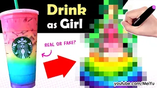 Draw Famous Drink as a Girl: Rainbow Starbucks | Mei Yu Fun Friday #art #artist #artchallenge