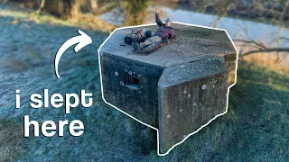 Stealth Camping on Abandoned WW2 Pillbox [Below Freezing]