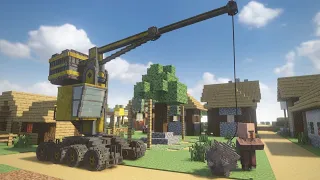 Wrecking Ball Crane Car in Realistic MINECRAFT Village in TEARDOWN