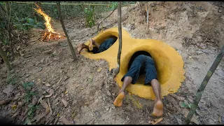 Building Yellow Slides To Underground Secret Swimming Pool Under Hill