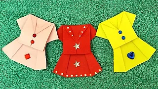 How to make a cute paper dress / origami dress / DIY girl paper dress / paper craft dress
