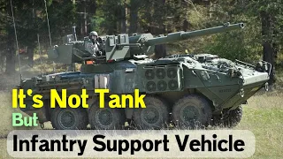 Remarkably, the M1128 Stryker fire support vehicle is armed with a 105mm M68A1E4 tank gun