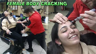 CRACKING FEMALE ELECTROSHOCK & Asmr head, back, waist, face, ear, neck, arm, palm, foot, leg massage