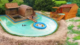 Top 2  Build Modern Bamboo Resort, Fish Pond , Swimming Pool & Fire Pits For Cooking By Hand Tools